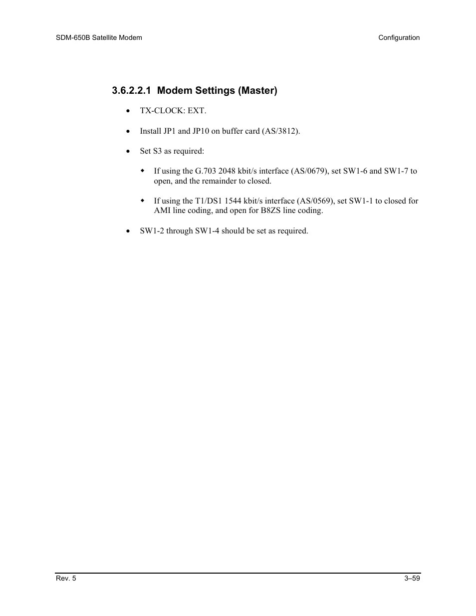 1 modem settings (master) | Comtech EF Data SDM-650B User Manual | Page 101 / 348