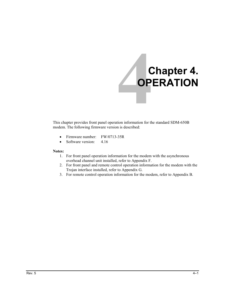 Operation, Chapter 4. operation | Comtech EF Data SDM-650B User Manual | Page 103 / 348