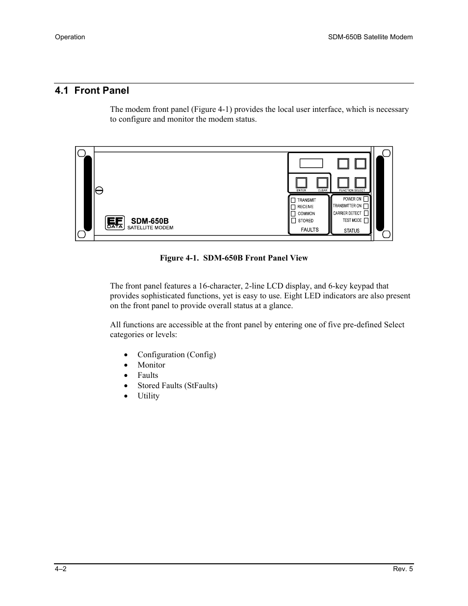 1 front panel | Comtech EF Data SDM-650B User Manual | Page 104 / 348