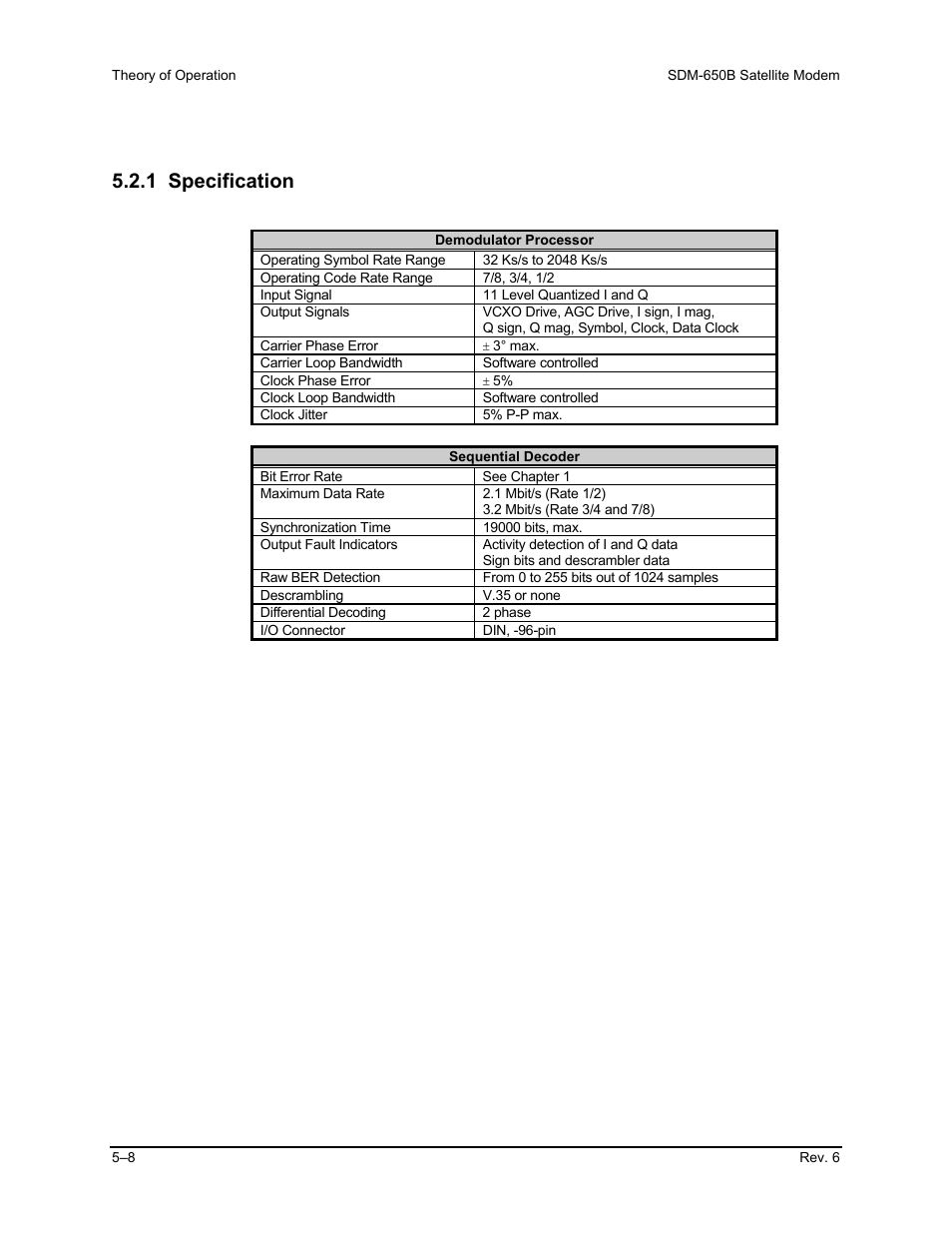 1 specification | Comtech EF Data SDM-650B User Manual | Page 132 / 348