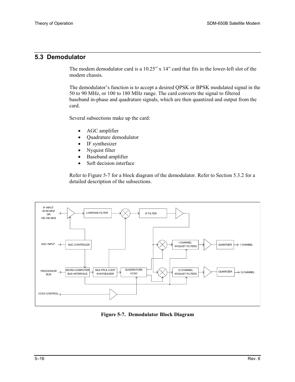 3 demodulator, Figure 5-7. demodulator block diagram | Comtech EF Data SDM-650B User Manual | Page 140 / 348