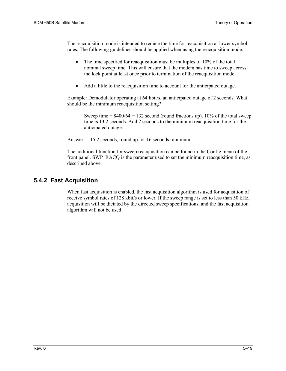 2 fast acquisition | Comtech EF Data SDM-650B User Manual | Page 143 / 348