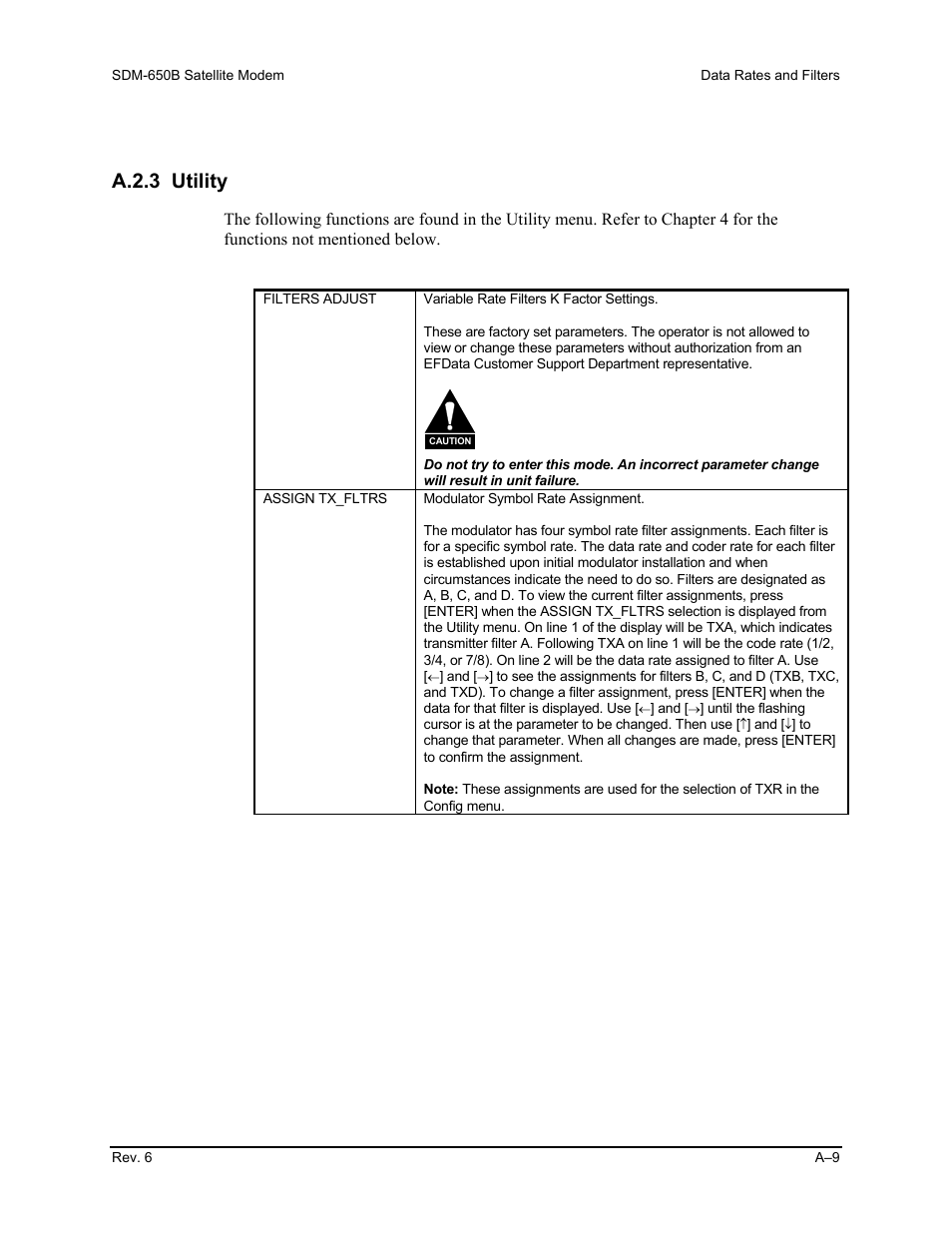 A.2.3 utility | Comtech EF Data SDM-650B User Manual | Page 175 / 348