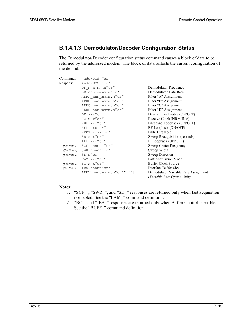 B.1.4.1.3 demodulator/decoder configuration status | Comtech EF Data SDM-650B User Manual | Page 195 / 348