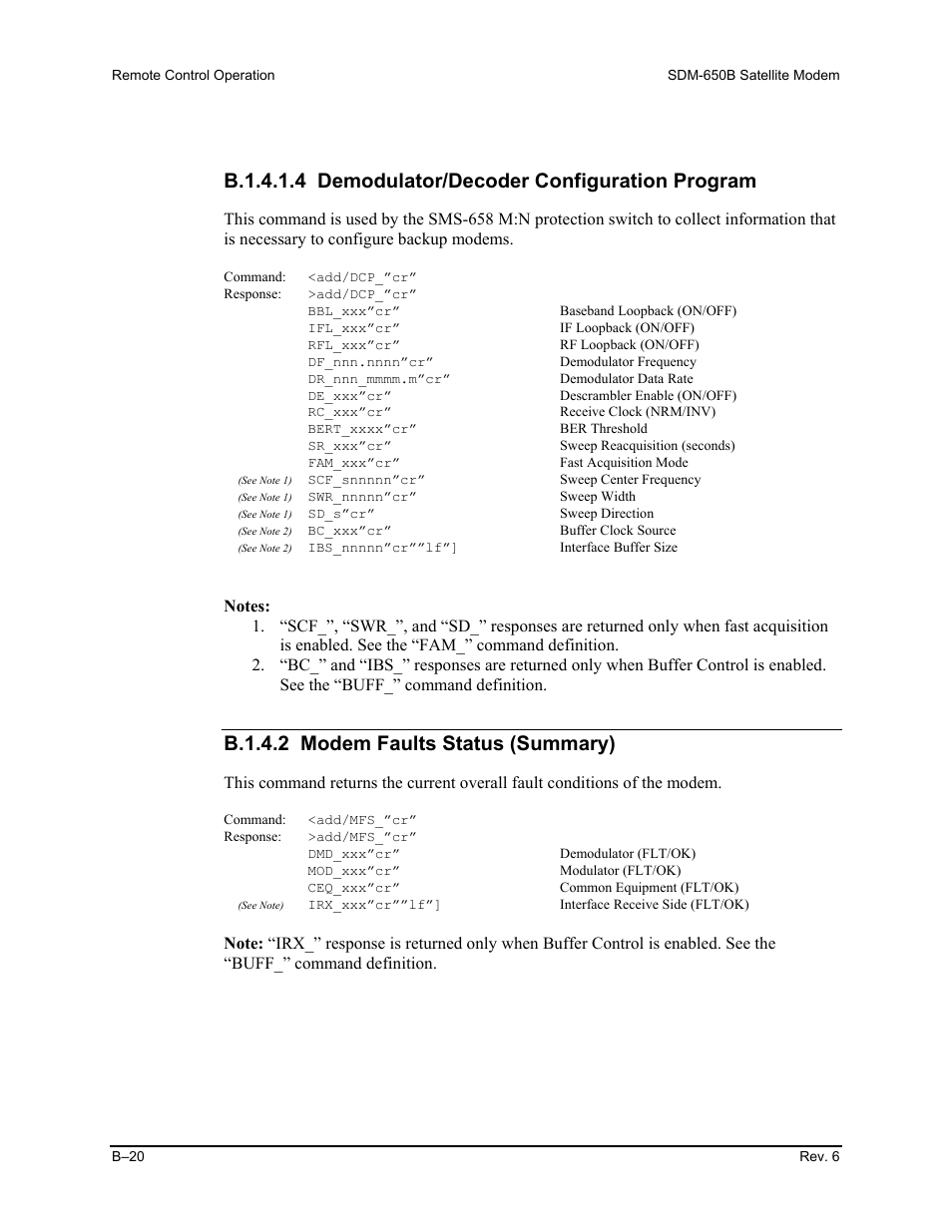 B.1.4.2 modem faults status (summary) | Comtech EF Data SDM-650B User Manual | Page 196 / 348