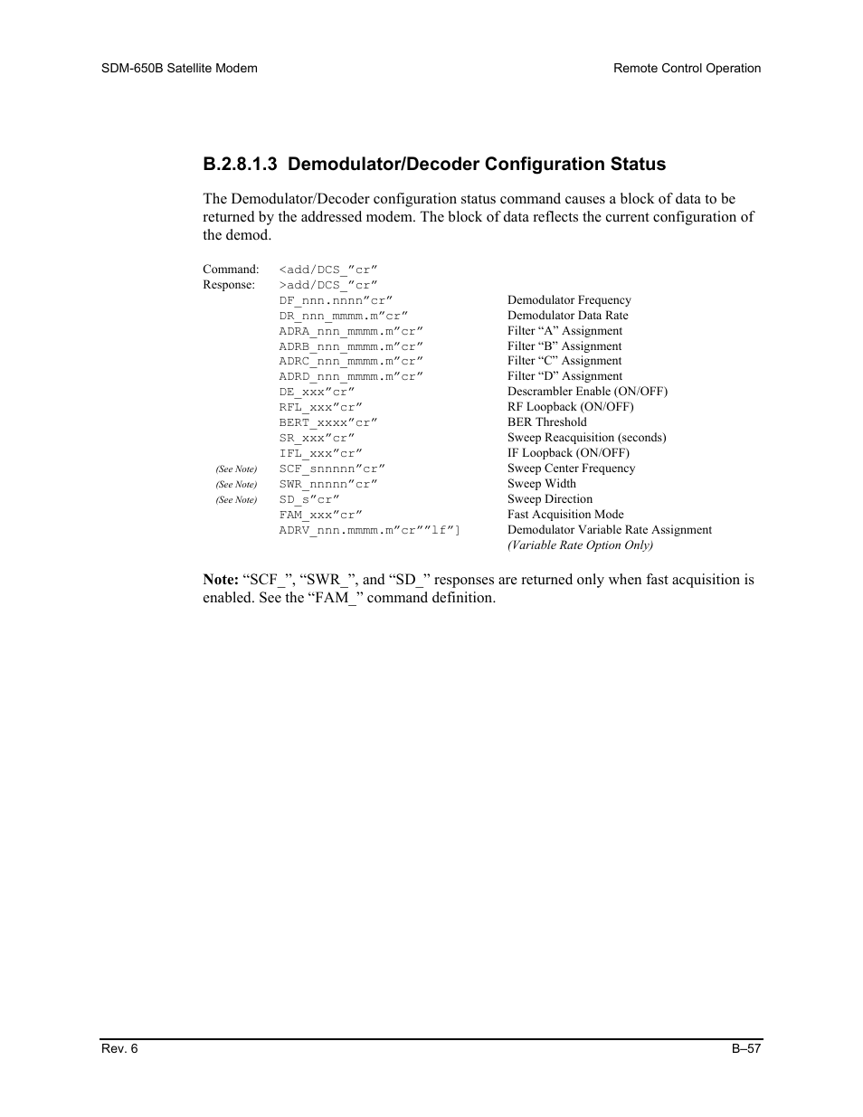 B.2.8.1.3 demodulator/decoder configuration status | Comtech EF Data SDM-650B User Manual | Page 233 / 348