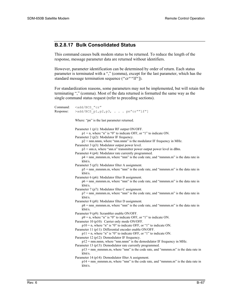 B.2.8.17 bulk consolidated status | Comtech EF Data SDM-650B User Manual | Page 243 / 348