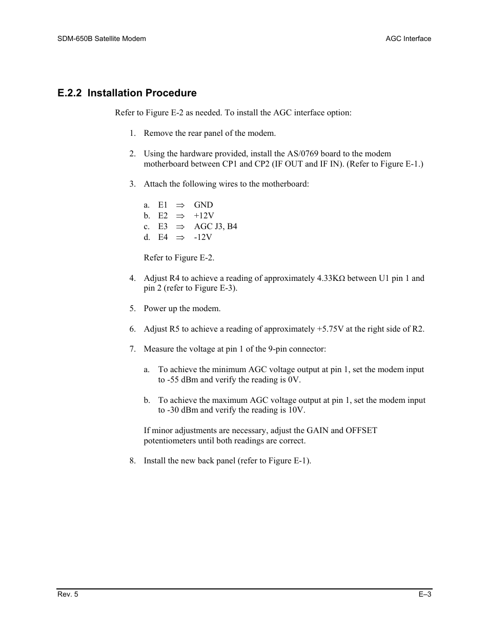 E.2.2 installation procedure | Comtech EF Data SDM-650B User Manual | Page 255 / 348