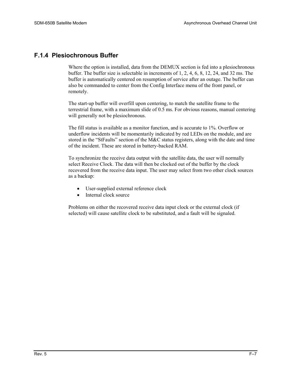 F.1.4 plesiochronous buffer | Comtech EF Data SDM-650B User Manual | Page 265 / 348