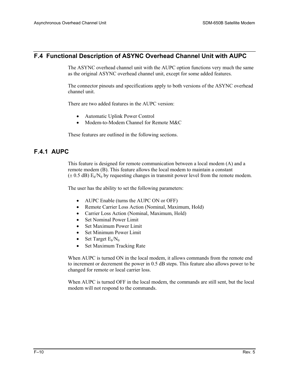 F.4.1 aupc | Comtech EF Data SDM-650B User Manual | Page 268 / 348