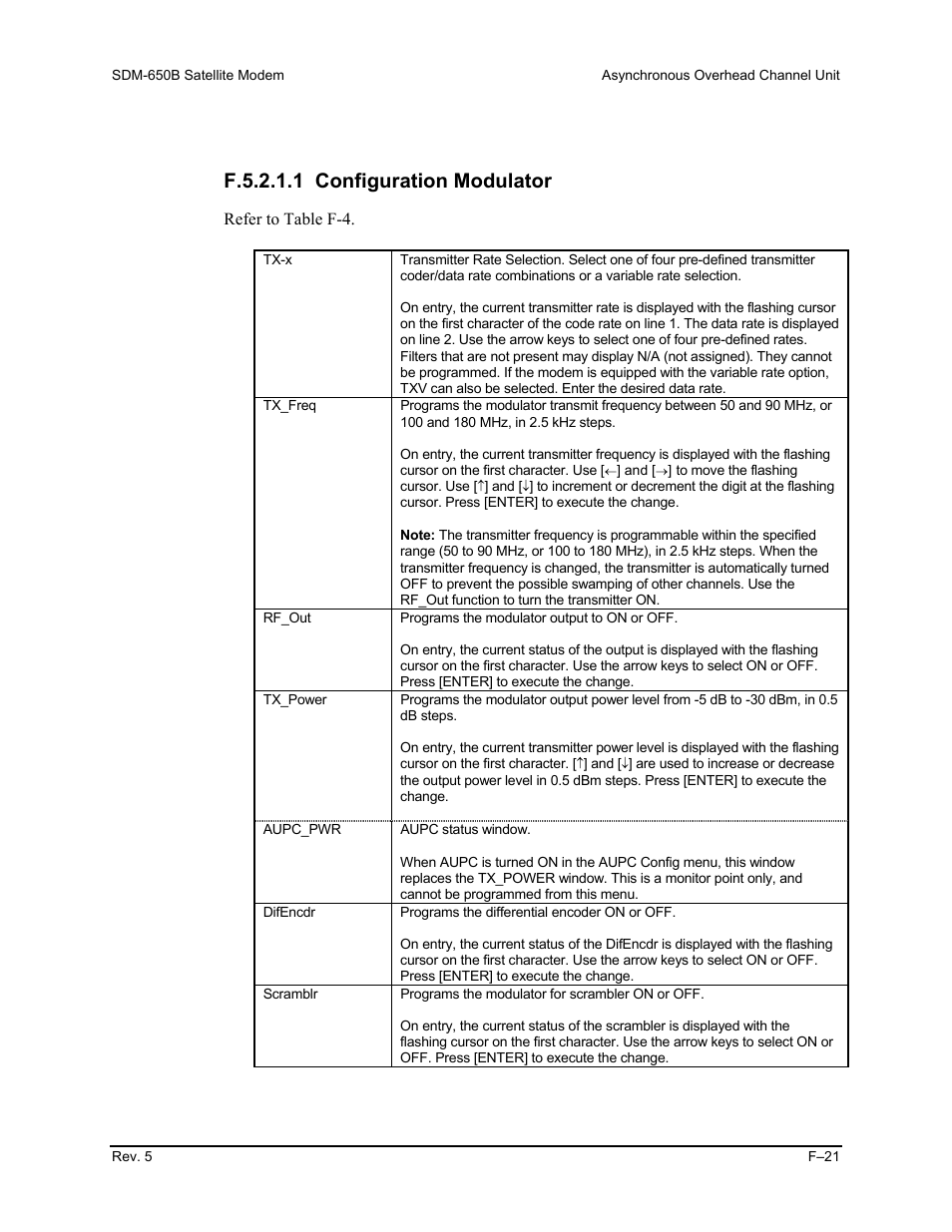 F.5.2.1.1 configuration modulator | Comtech EF Data SDM-650B User Manual | Page 279 / 348