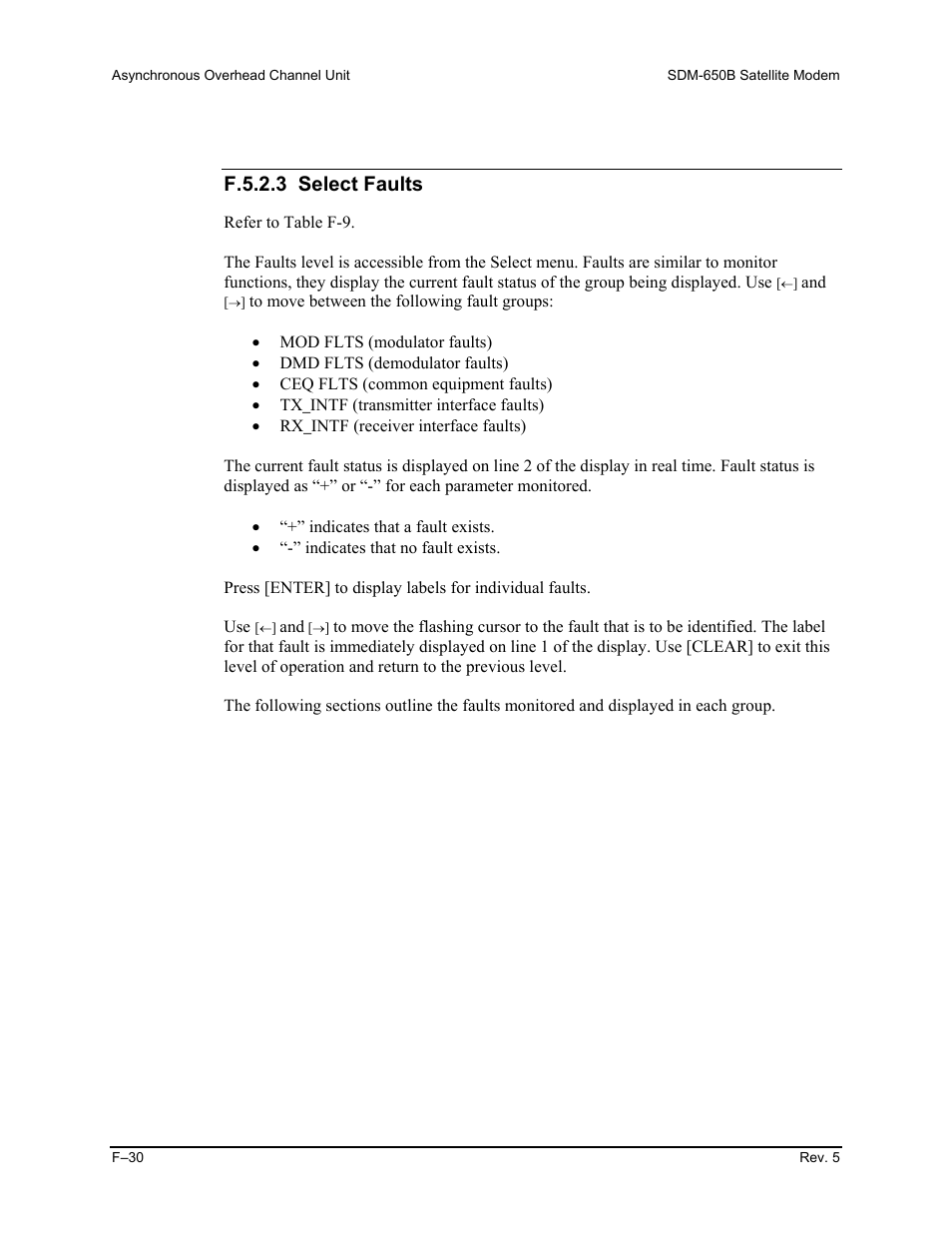 F.5.2.3 select faults | Comtech EF Data SDM-650B User Manual | Page 288 / 348