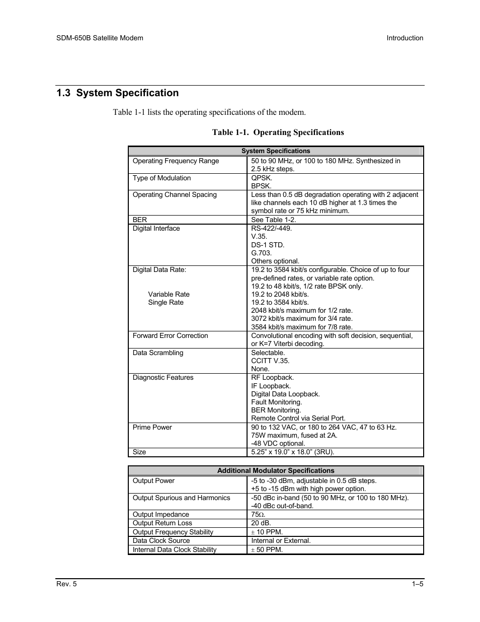 3 system specification | Comtech EF Data SDM-650B User Manual | Page 29 / 348