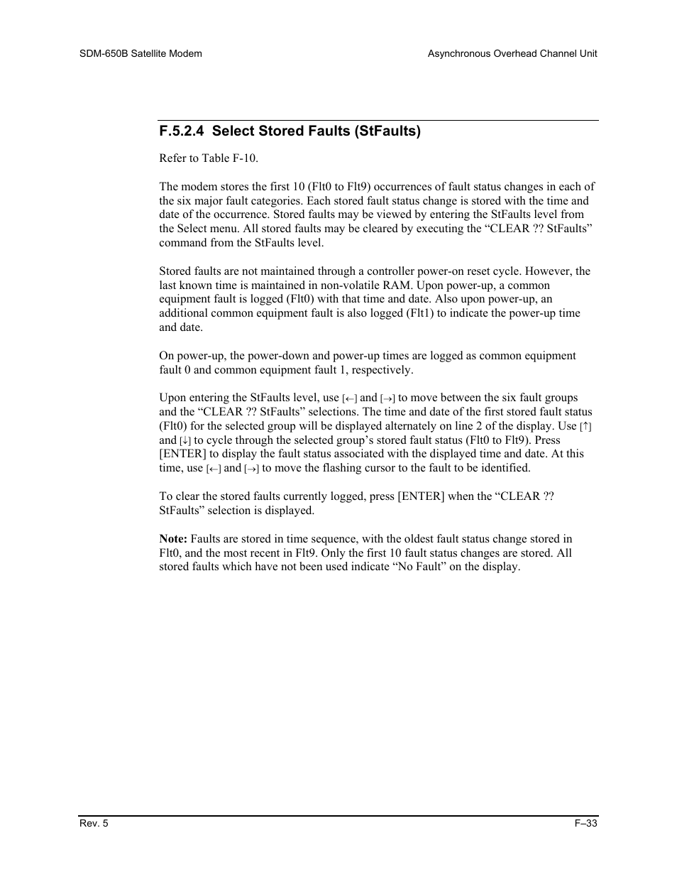 F.5.2.4 select stored faults (stfaults) | Comtech EF Data SDM-650B User Manual | Page 291 / 348