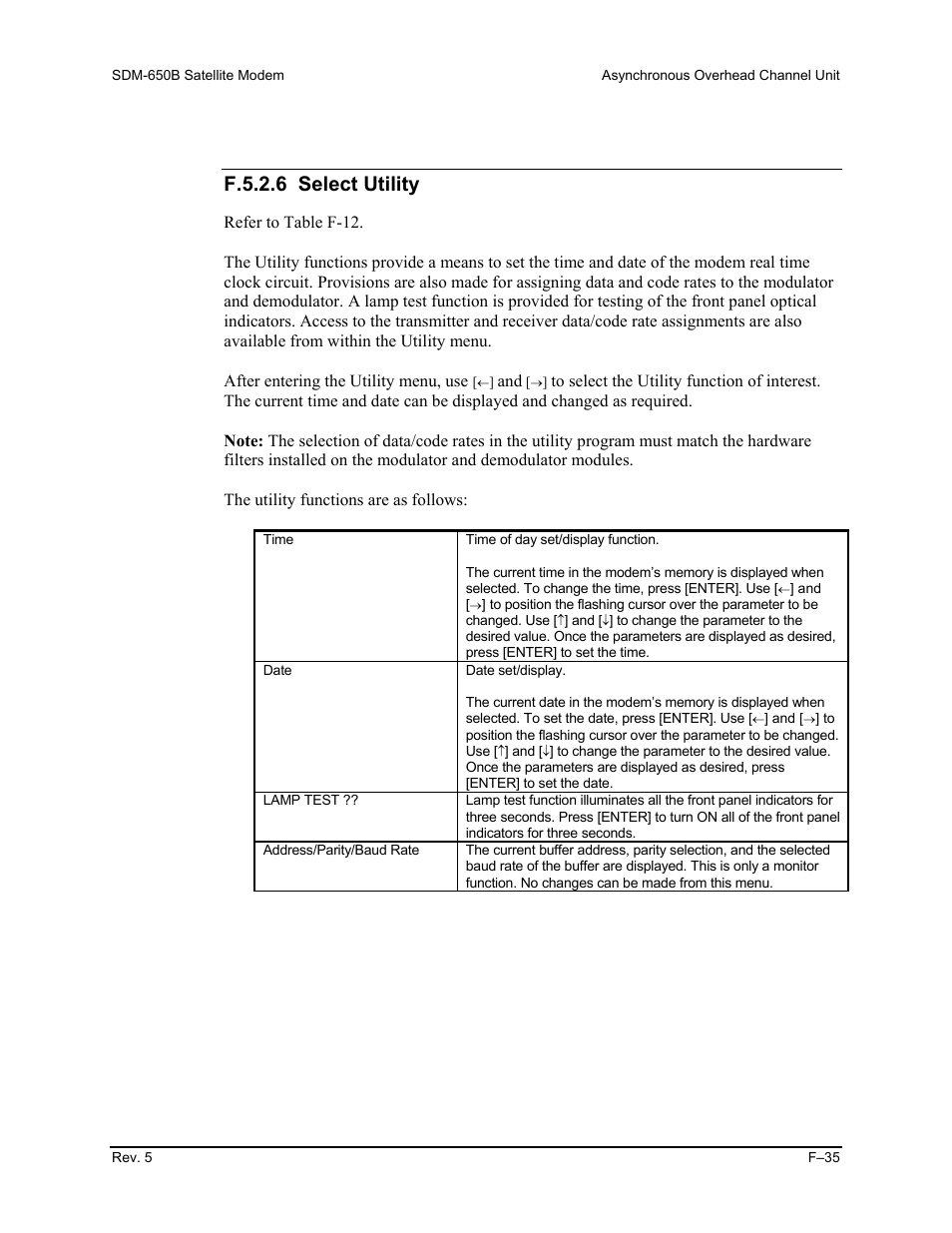 F.5.2.6 select utility | Comtech EF Data SDM-650B User Manual | Page 293 / 348