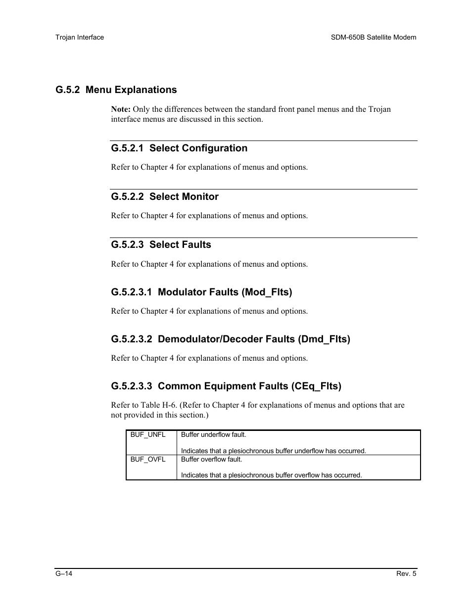 G.5.2 menu explanations | Comtech EF Data SDM-650B User Manual | Page 310 / 348