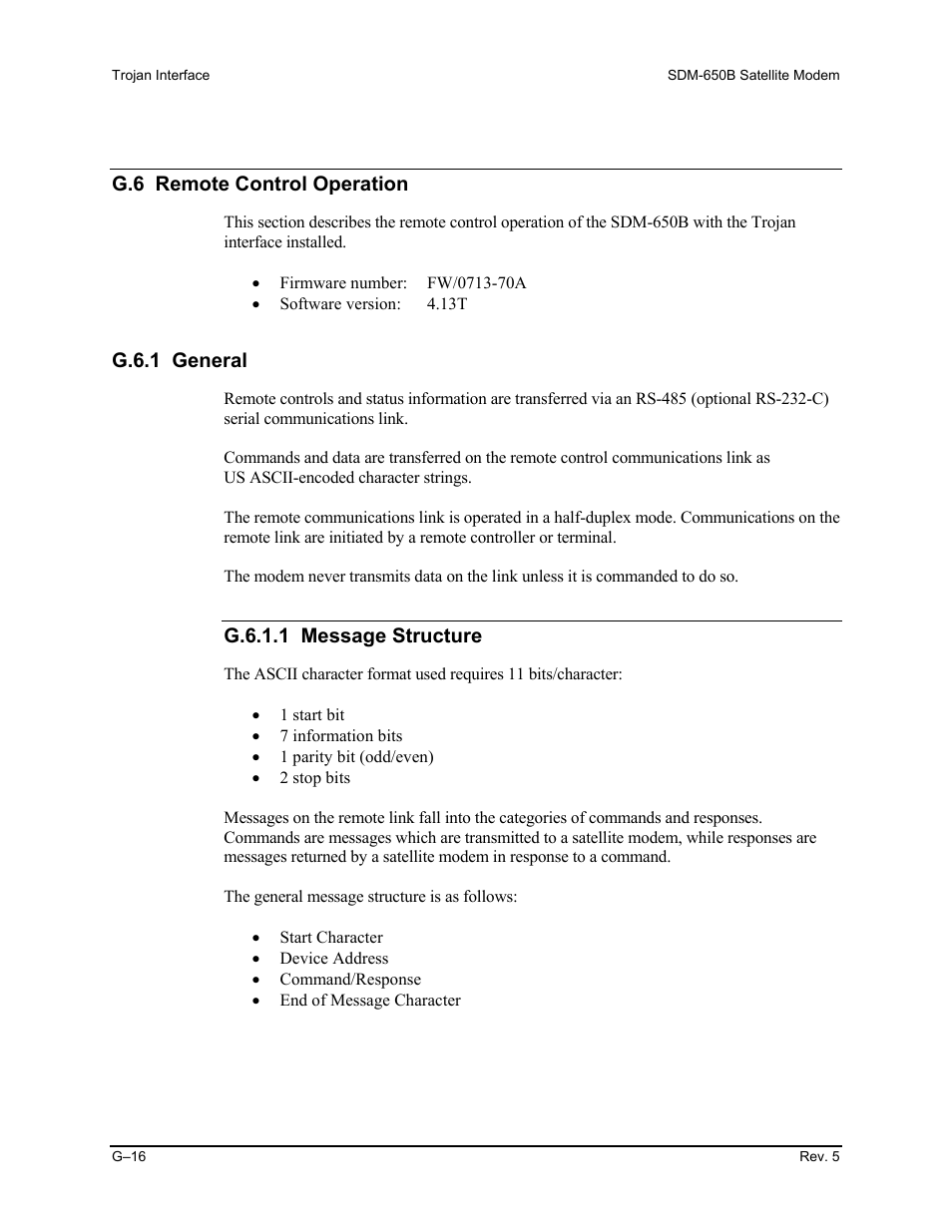 G.6 remote control operation, G.6.1 general | Comtech EF Data SDM-650B User Manual | Page 312 / 348