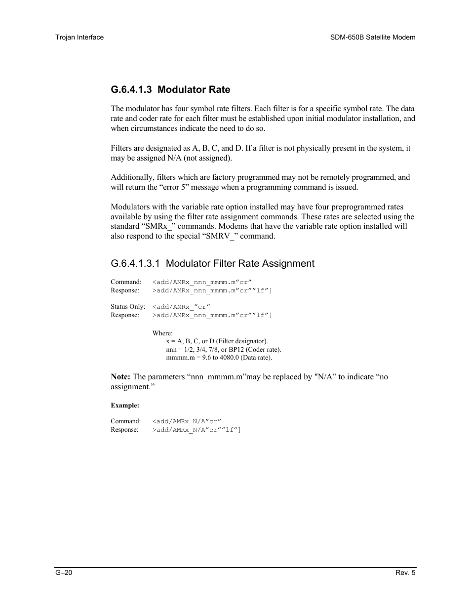 G.6.4.1.3 modulator rate | Comtech EF Data SDM-650B User Manual | Page 316 / 348