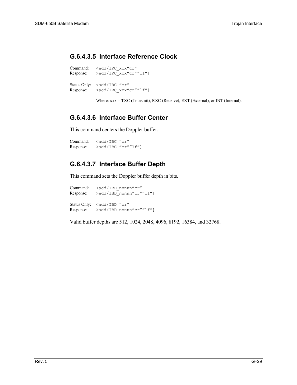 G.6.4.3.5 interface reference clock, G.6.4.3.6 interface buffer center, G.6.4.3.7 interface buffer depth | Comtech EF Data SDM-650B User Manual | Page 325 / 348