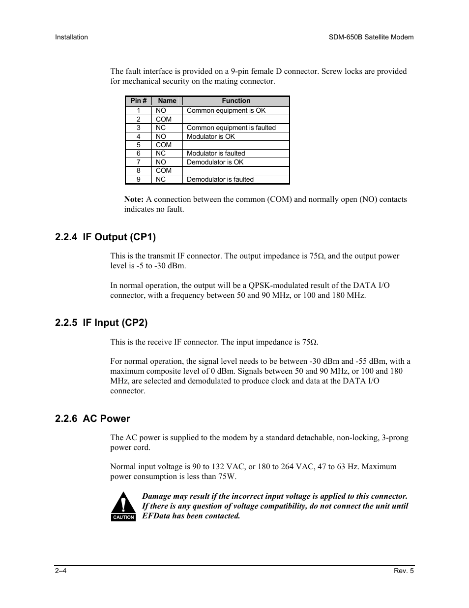 4 if output (cp1), 5 if input (cp2), 6 ac power | Comtech EF Data SDM-650B User Manual | Page 40 / 348