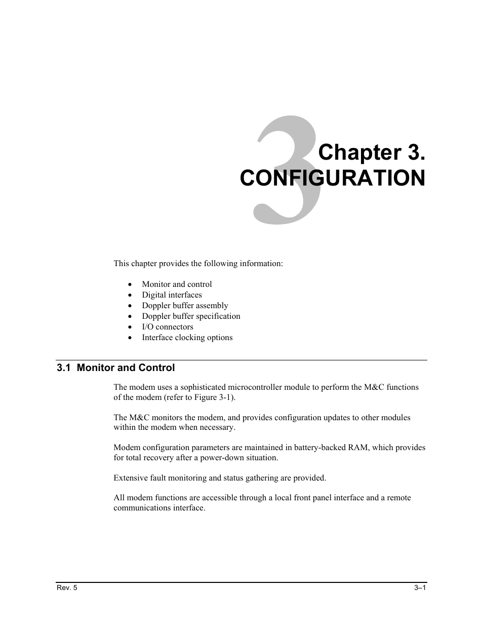 Configuration, 1 monitor and control, Chapter 3. configuration | Comtech EF Data SDM-650B User Manual | Page 43 / 348