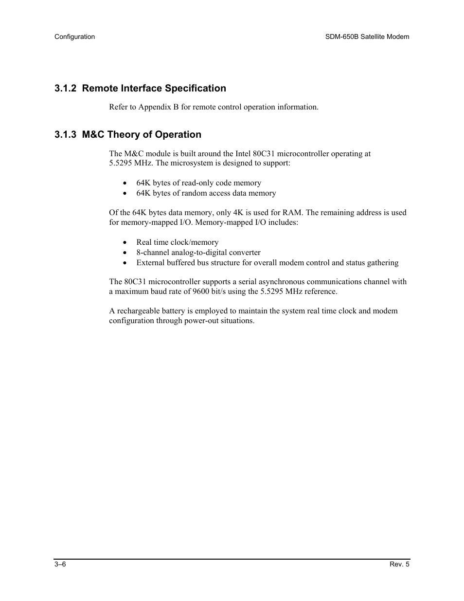 2 remote interface specification, 3 m&c theory of operation | Comtech EF Data SDM-650B User Manual | Page 48 / 348