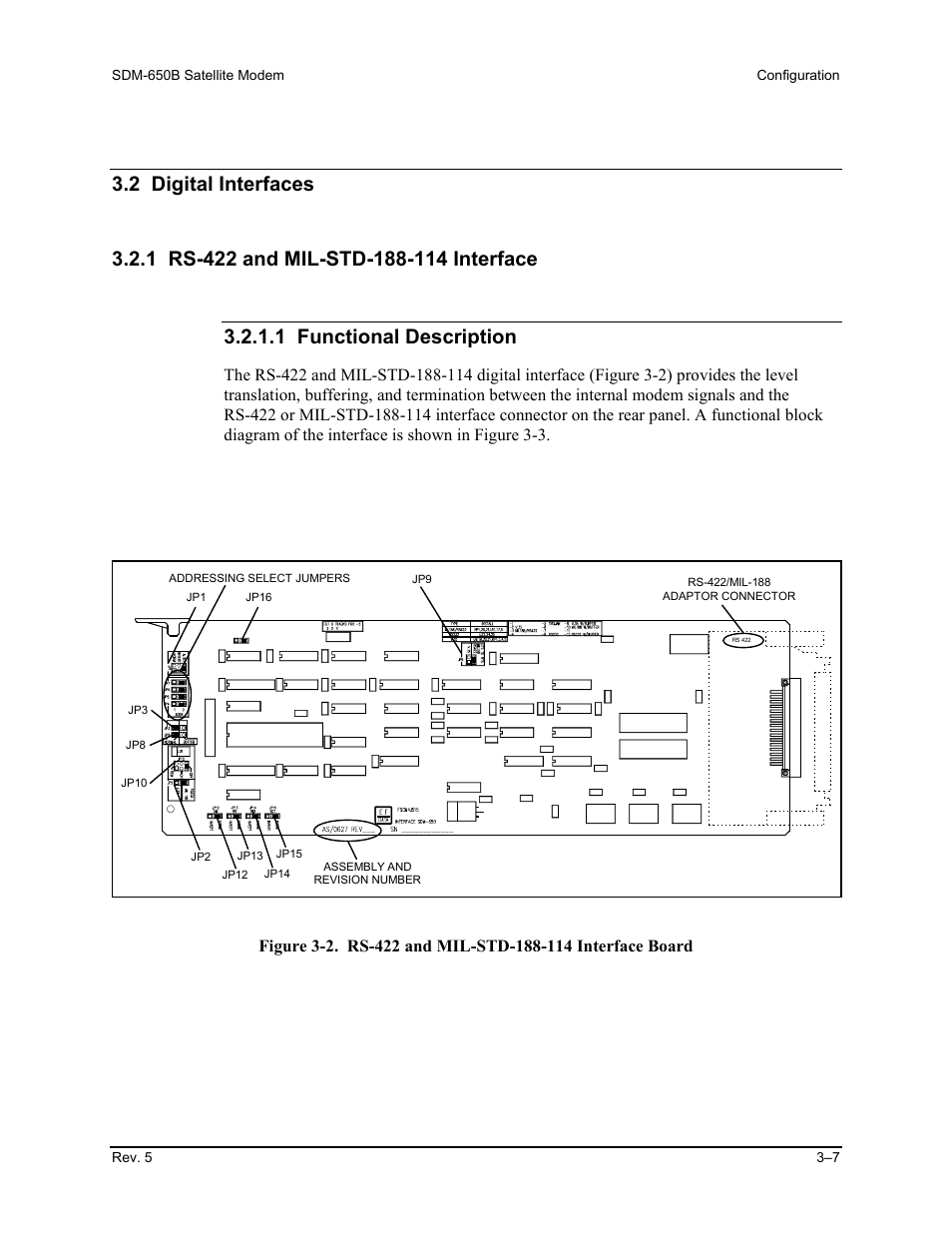 2 digital interfaces, 1 rs-422 and mil-std-188-114 interface | Comtech EF Data SDM-650B User Manual | Page 49 / 348