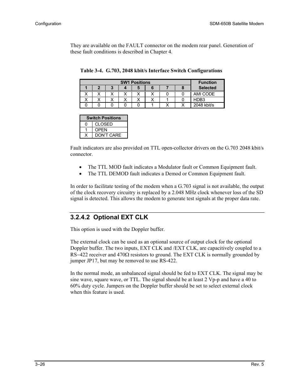 2 optional ext clk | Comtech EF Data SDM-650B User Manual | Page 68 / 348