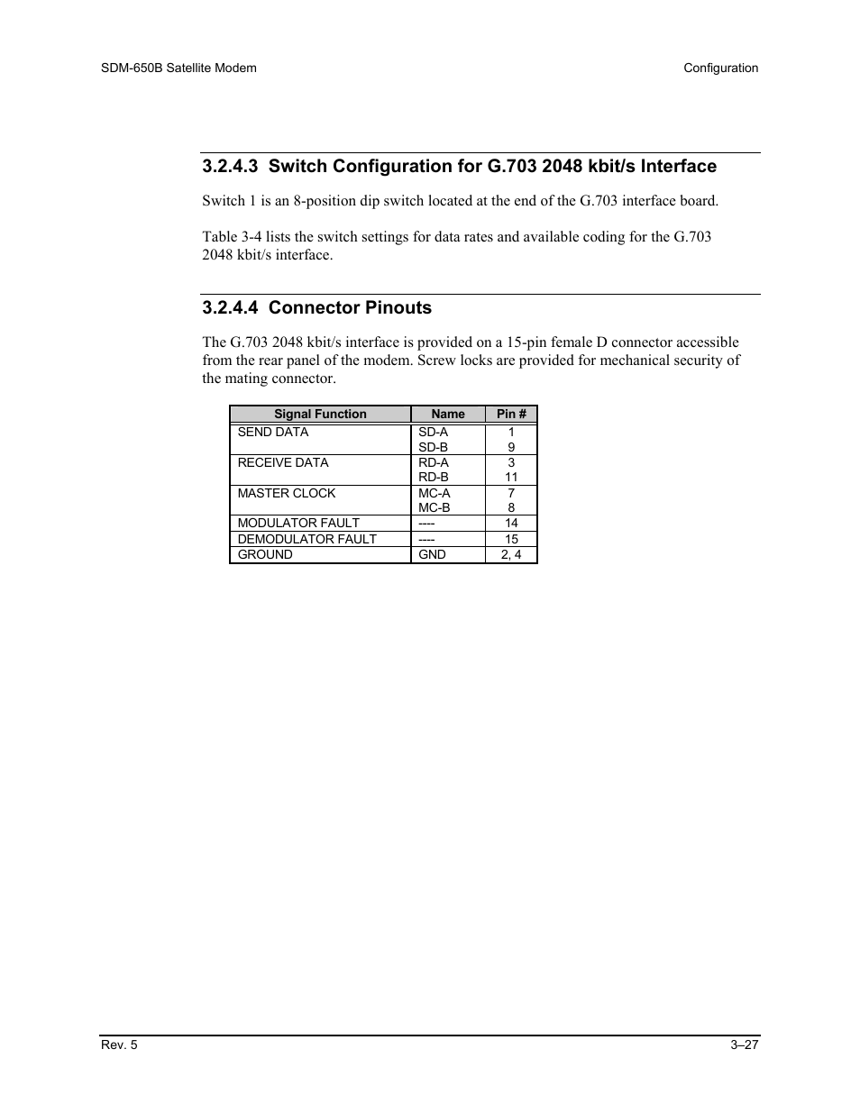 4 connector pinouts | Comtech EF Data SDM-650B User Manual | Page 69 / 348