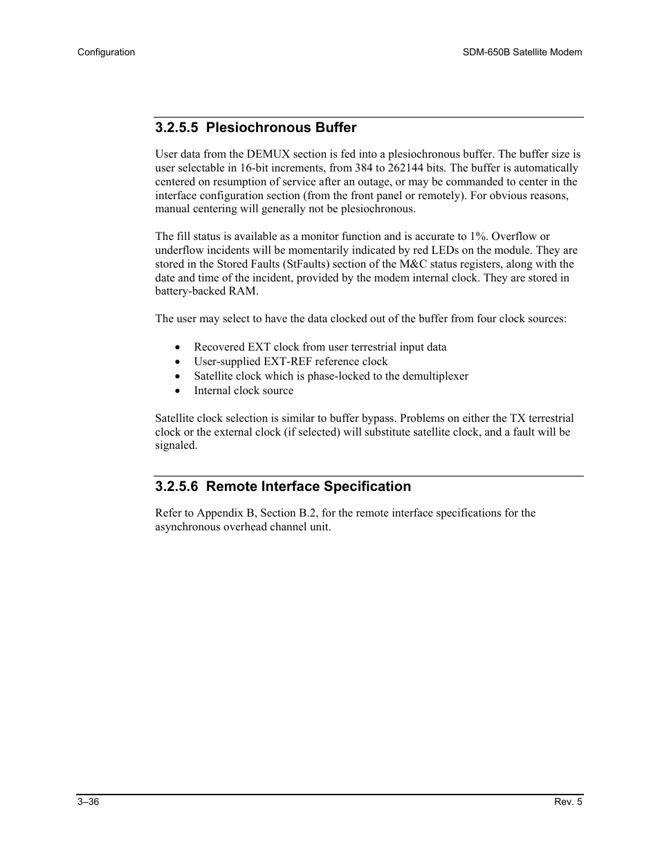 5 plesiochronous buffer, 6 remote interface specification | Comtech EF Data SDM-650B User Manual | Page 78 / 348