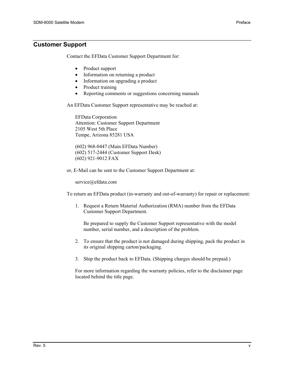 Customer support | Comtech EF Data SDM-650B User Manual | Page 9 / 348