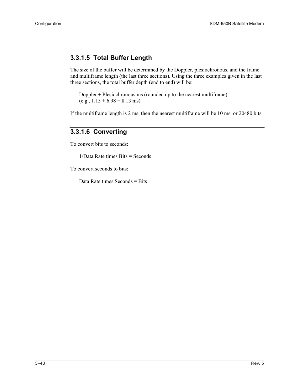 5 total buffer length, 6 converting | Comtech EF Data SDM-650B User Manual | Page 90 / 348