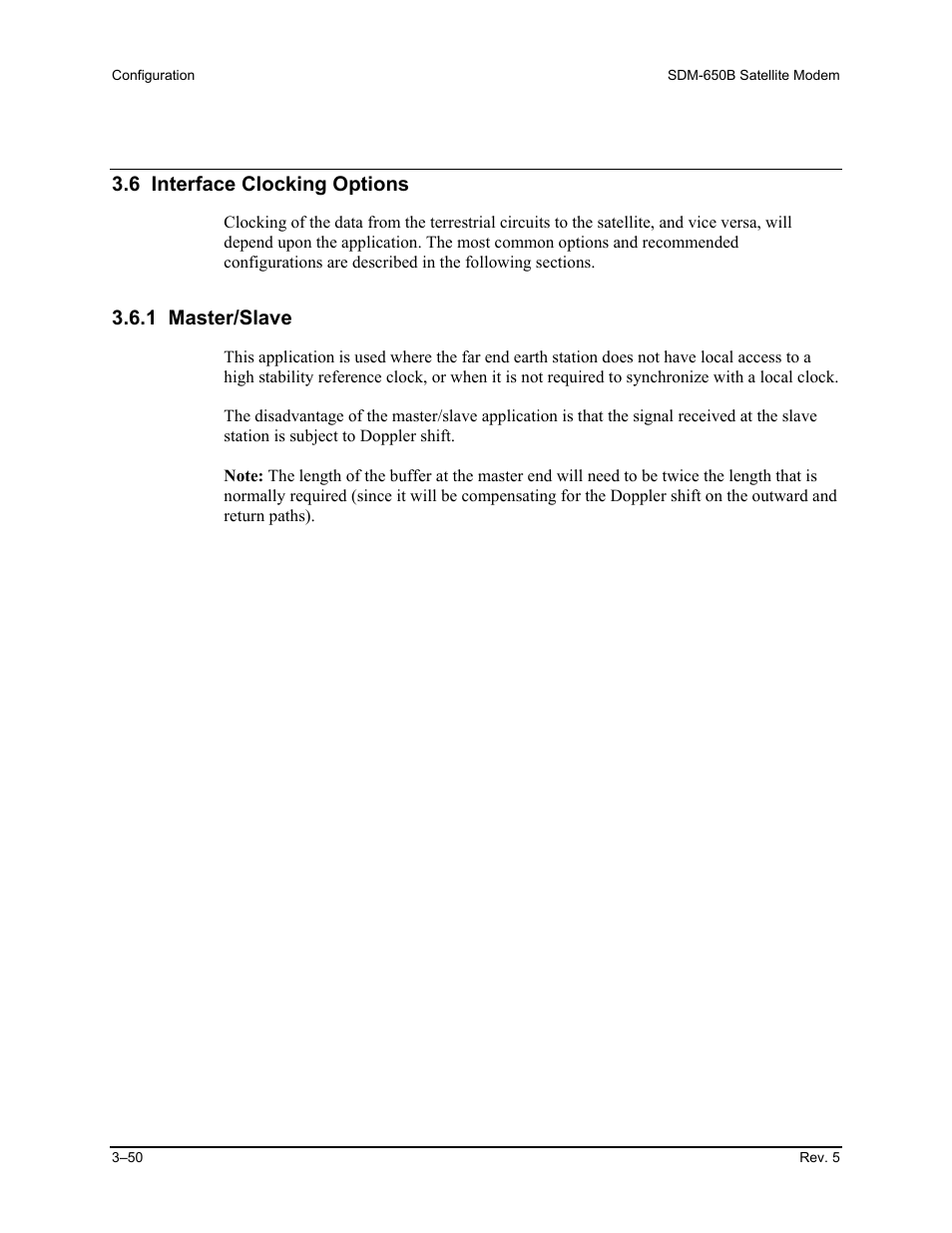 6 interface clocking options, 1 master/slave | Comtech EF Data SDM-650B User Manual | Page 92 / 348