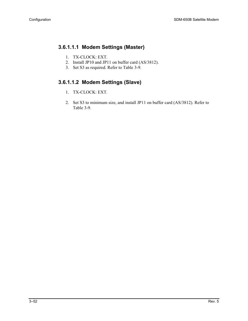 1 modem settings (master), 2 modem settings (slave) | Comtech EF Data SDM-650B User Manual | Page 94 / 348