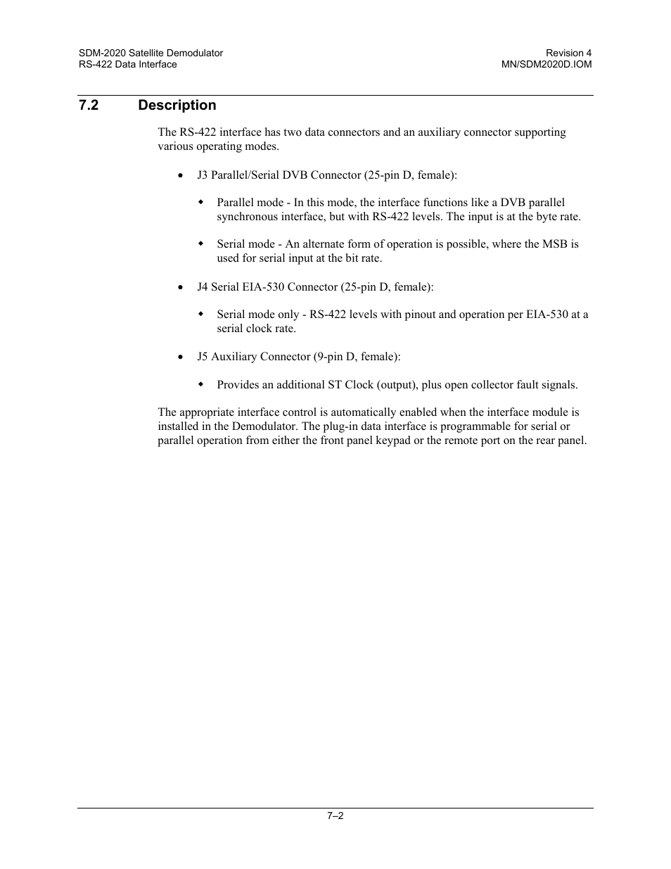 Description, 2 description | Comtech EF Data SDM-2020 User Manual | Page 128 / 234