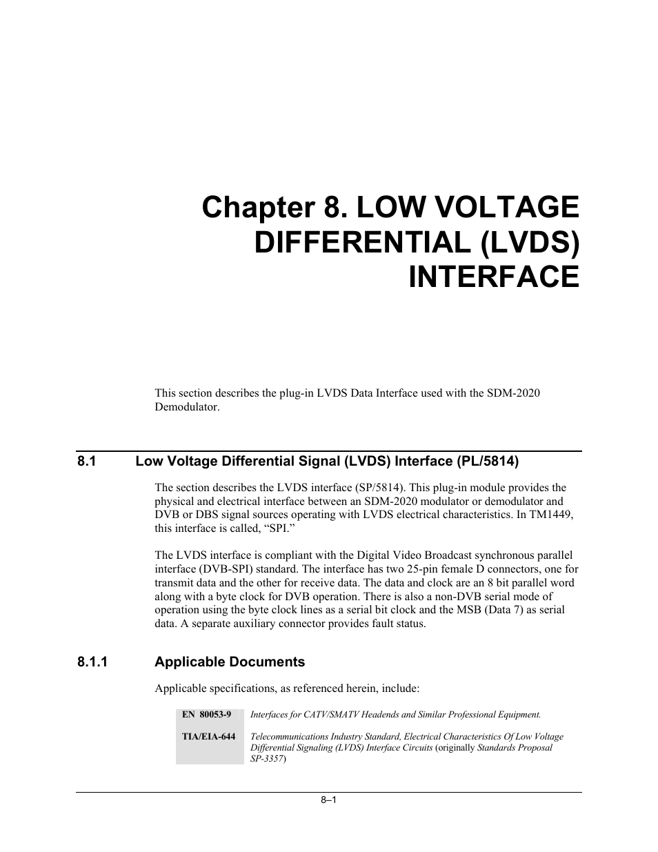 Low voltage differential interface | Comtech EF Data SDM-2020 User Manual | Page 137 / 234