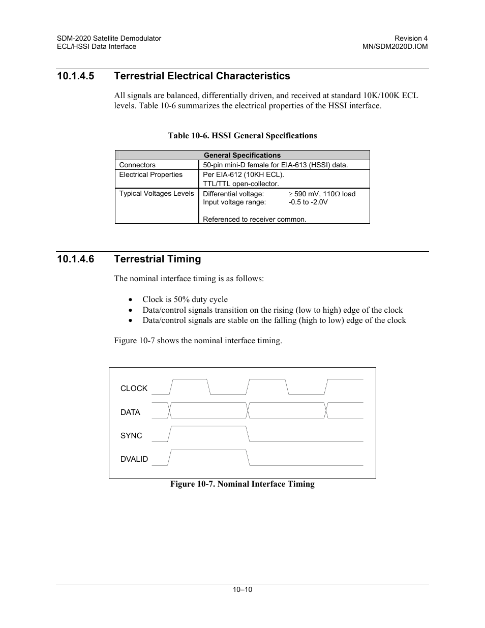 5 terrestrial electrical characteristics, 6 terrestrial timing | Comtech EF Data SDM-2020 User Manual | Page 162 / 234