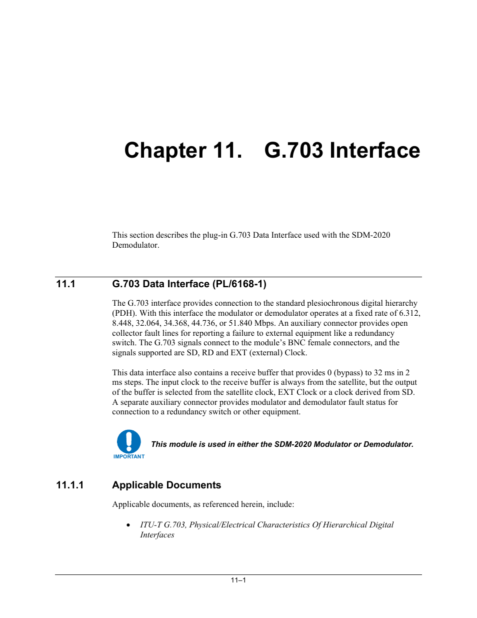 G.703 interface | Comtech EF Data SDM-2020 User Manual | Page 167 / 234