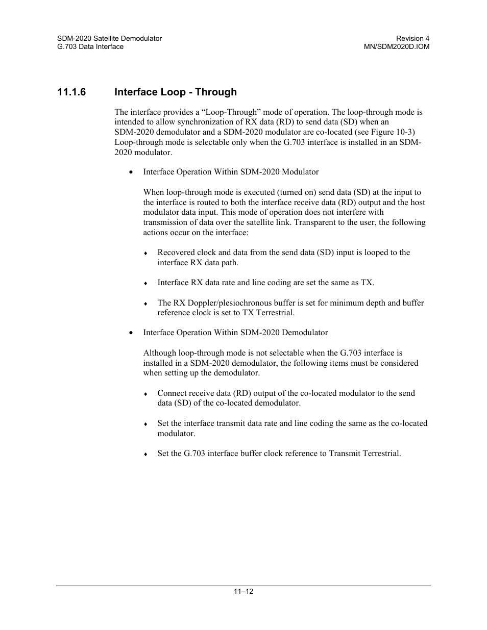 6 interface loop - through | Comtech EF Data SDM-2020 User Manual | Page 178 / 234