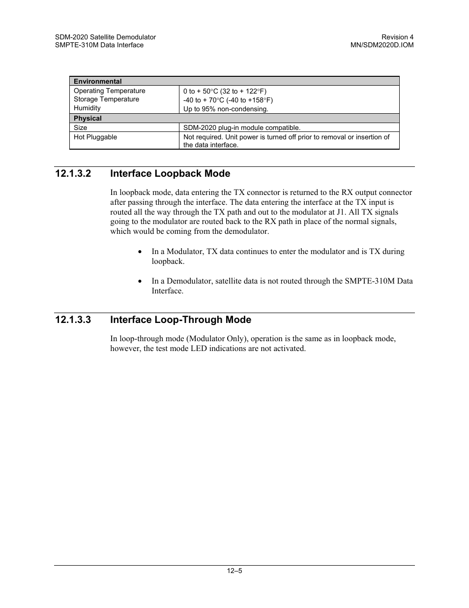 2 interface loopback mode, 3 interface loop-through mode | Comtech EF Data SDM-2020 User Manual | Page 187 / 234