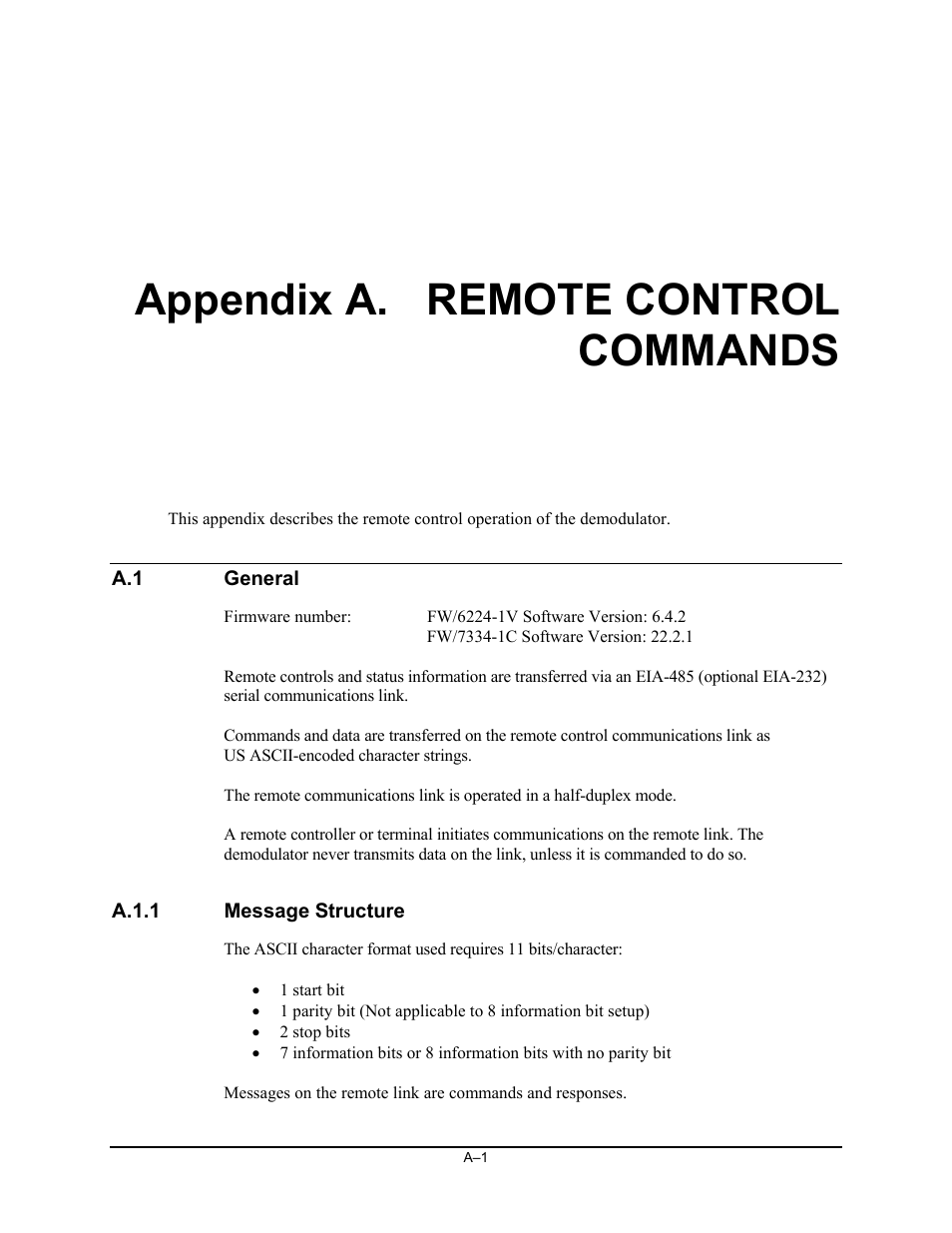 Remote control commands, Appendix a. remote control commands | Comtech EF Data SDM-2020 User Manual | Page 201 / 234