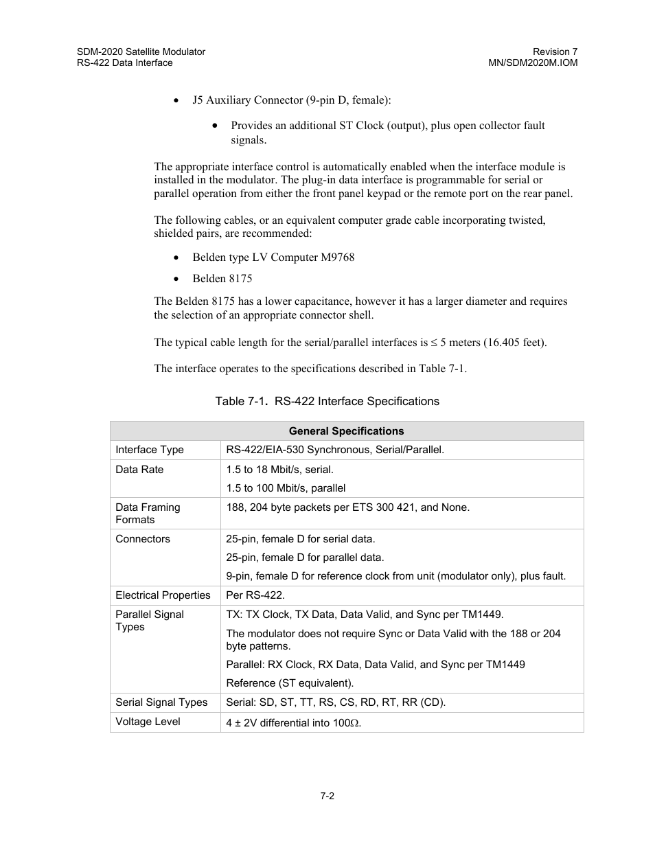 Comtech EF Data SDM-2020 User Manual | Page 101 / 266