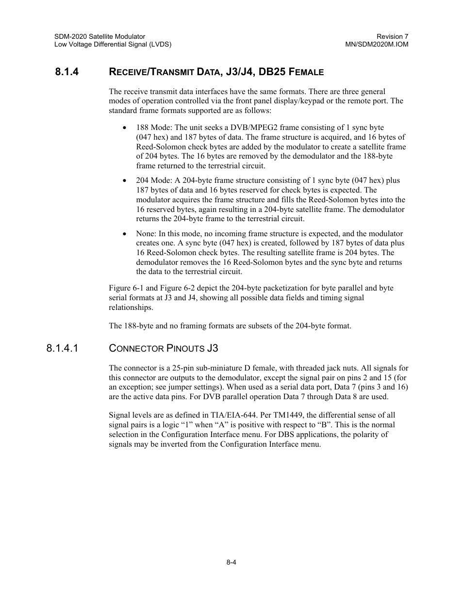 Receive/transmit data, j3/j4, db25 female, J3/j4, db25 f | Comtech EF Data SDM-2020 User Manual | Page 111 / 266