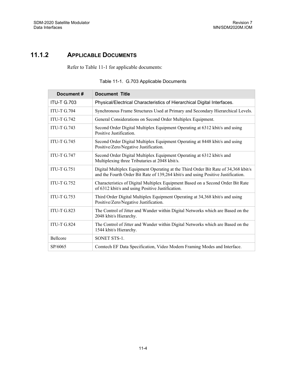 Applicable documents | Comtech EF Data SDM-2020 User Manual | Page 139 / 266