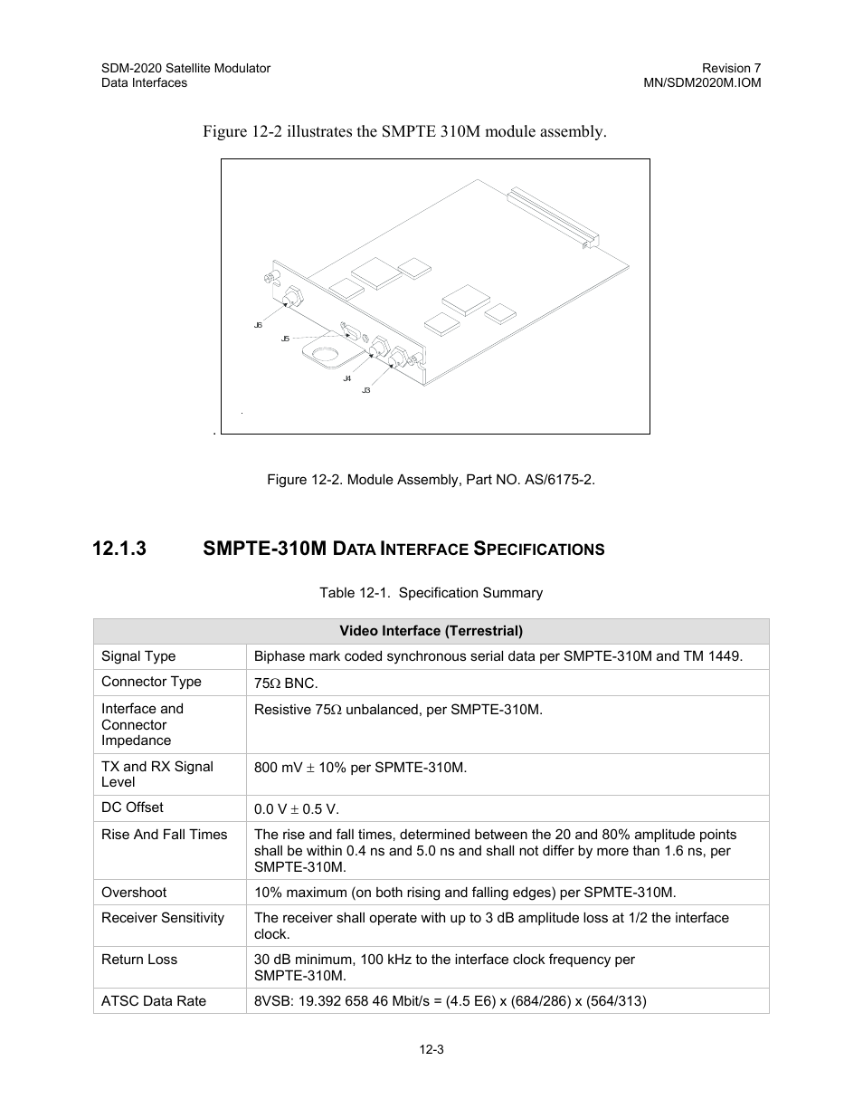 Smpte-310m data interface specifications, 3 smpte-310m d | Comtech EF Data SDM-2020 User Manual | Page 150 / 266