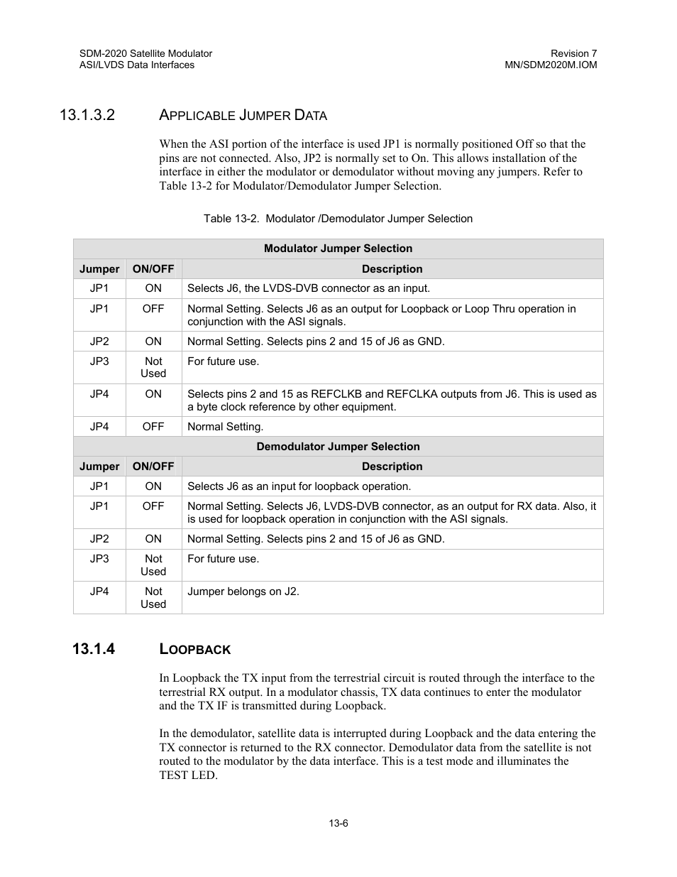 Loopback | Comtech EF Data SDM-2020 User Manual | Page 162 / 266