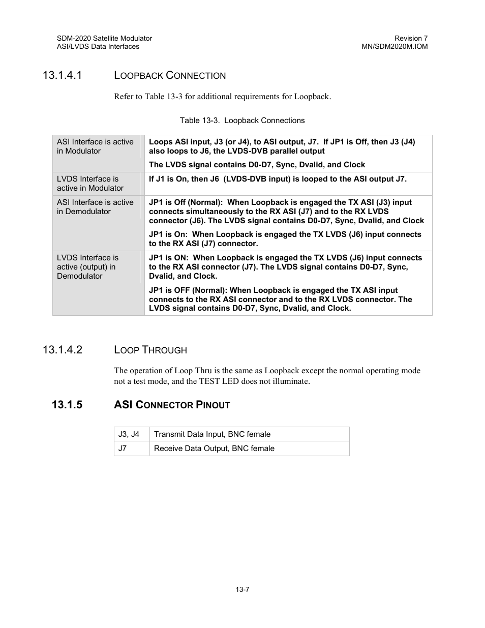 Asi connector pinout, 5 asi c | Comtech EF Data SDM-2020 User Manual | Page 163 / 266