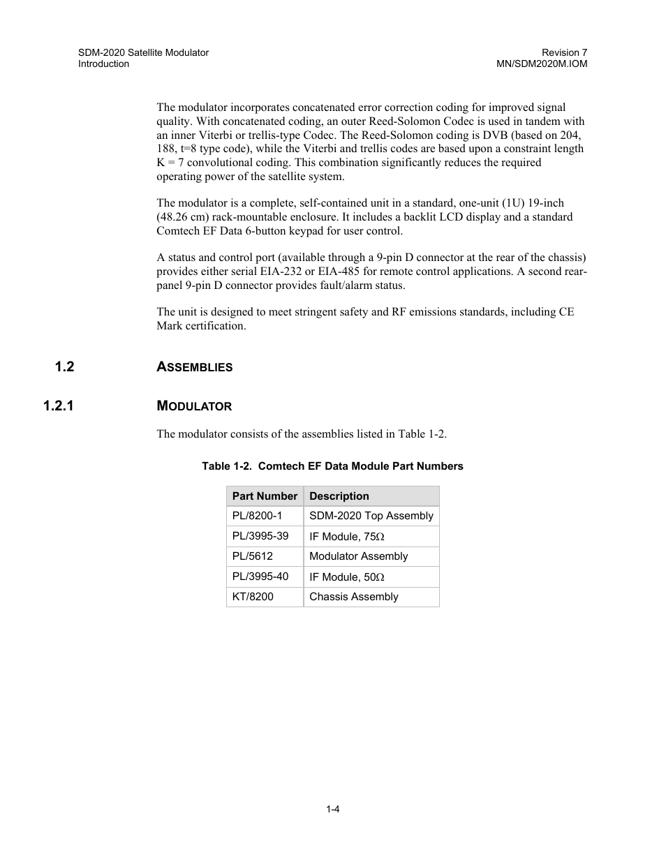 Assemblies, Modulator | Comtech EF Data SDM-2020 User Manual | Page 20 / 266