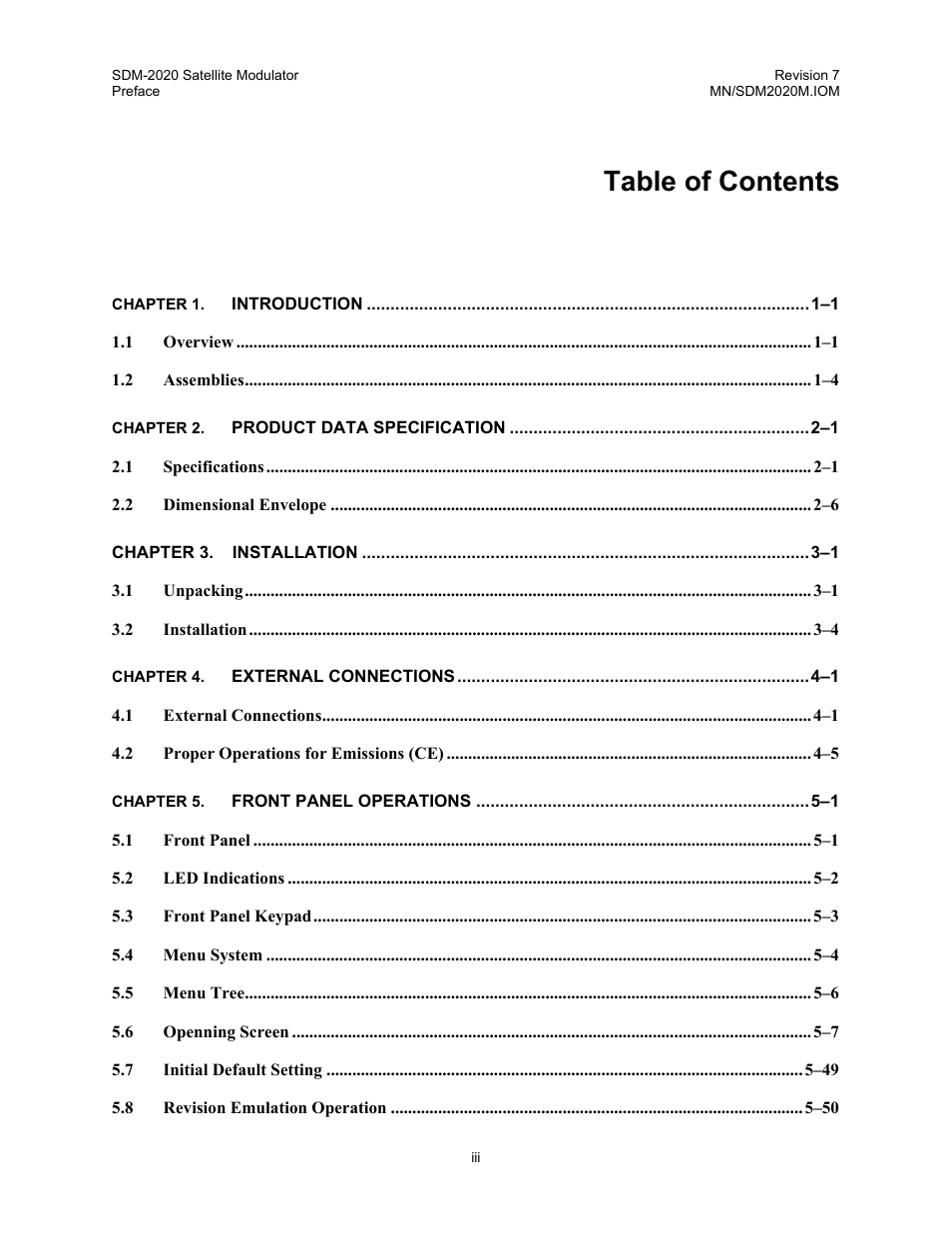 Comtech EF Data SDM-2020 User Manual | Page 5 / 266