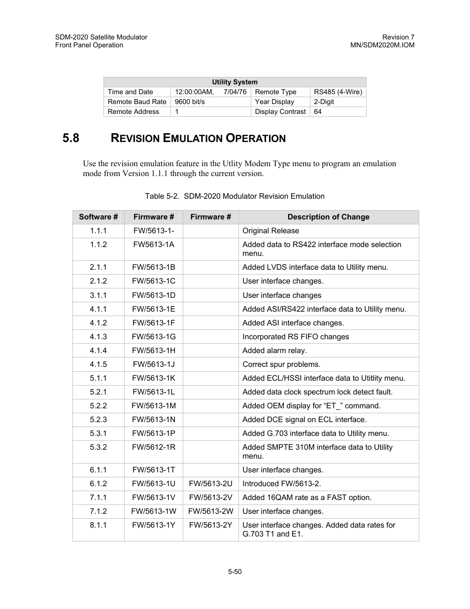 Revision emulation operation, Evision, Mulation | Peration | Comtech EF Data SDM-2020 User Manual | Page 92 / 266